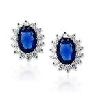 Sapphire Blue Oval Cut Crystal Earrings w10 Blue Luster Diamonds